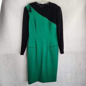 Vintage Alvin Bell PSI Wool Green Black Dress Size 10 Zipper Details USA Union